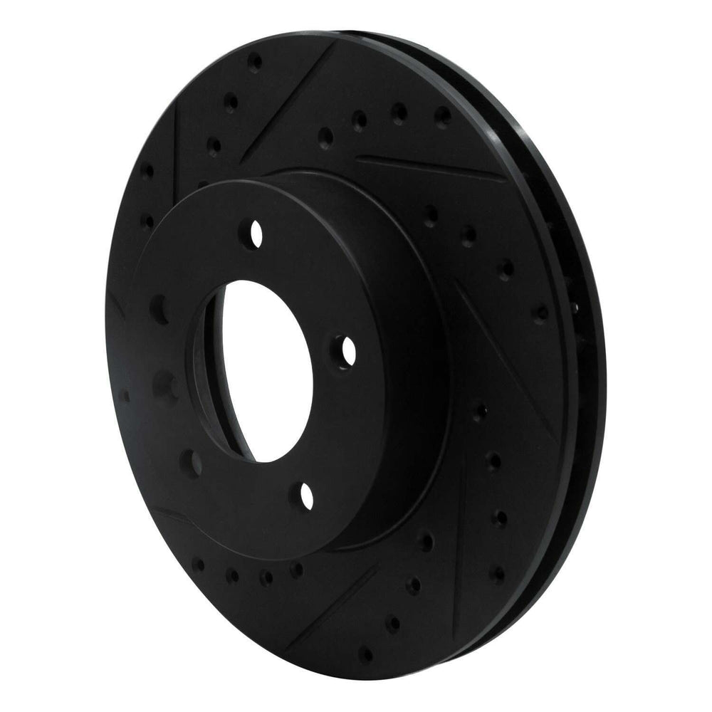 R1 90-97 Jaguar XJ6 Front Left Drilled & Slotted Black Brake Rotor