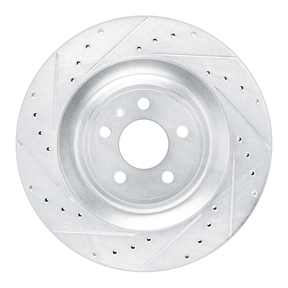 R1 15-18 Porsche Macan Rear Left Drilled & Slotted Black Brake Rotor