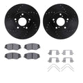 R1 02-15 Acura ILX Front Drilled & Slotted Black Brake Rotor Set w/Ceramic Pads and Hardware