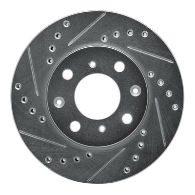 R1 84-90 Honda Accord Hatchback Front Left Drilled & Slotted Black Brake Rotor