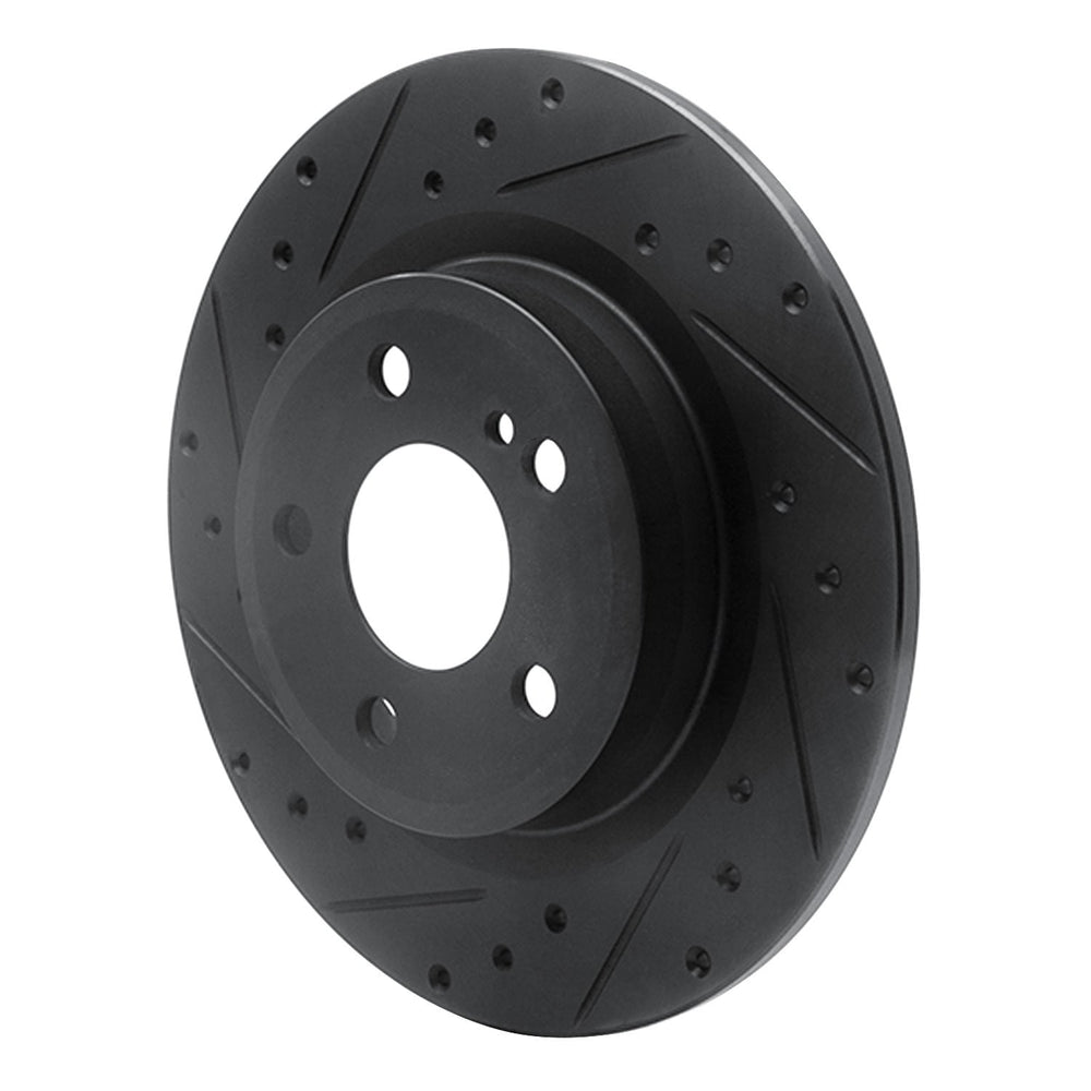 R1 12-20 Mercedes-Benz SLC300 Rear Left Drilled & Slotted Black Brake Rotor