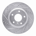 R1 03-05 Infiniti G35 Front Left Drilled & Slotted Black Brake Rotor