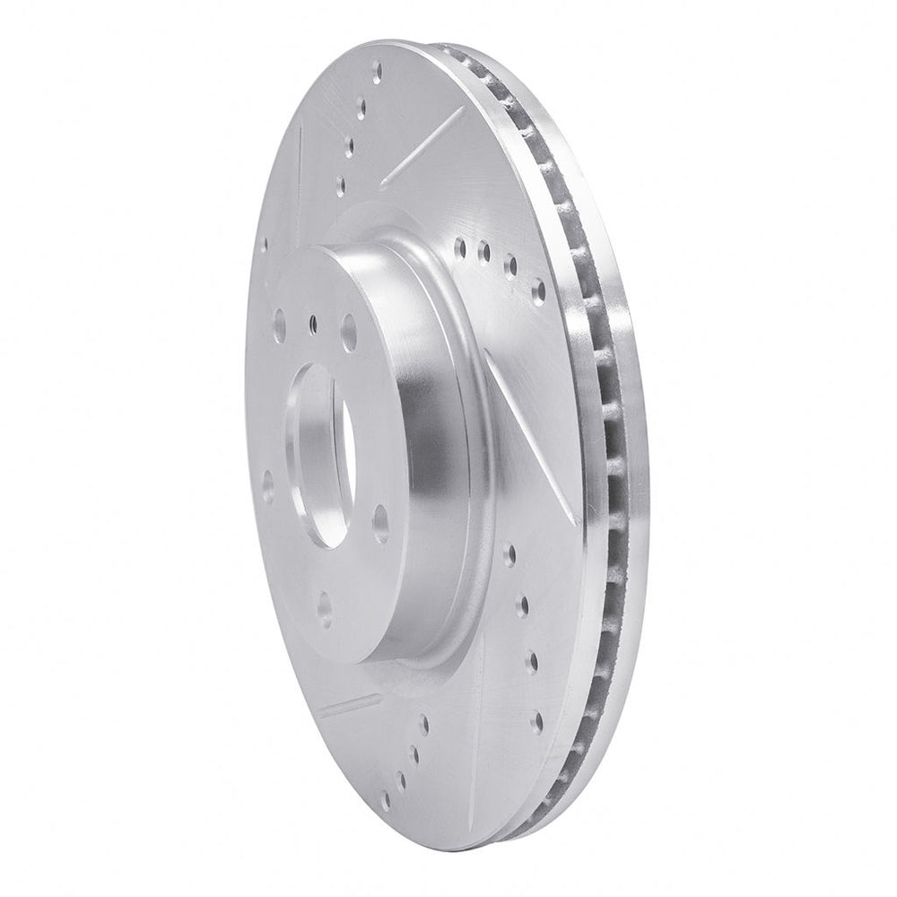 R1 03-05 Infiniti G35 Front Left Drilled & Slotted Black Brake Rotor