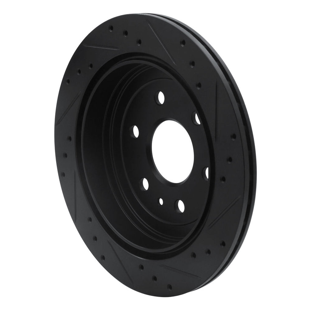 R1 07-17 Buick Enclave Rear Left Drilled & Slotted Black Brake Rotor