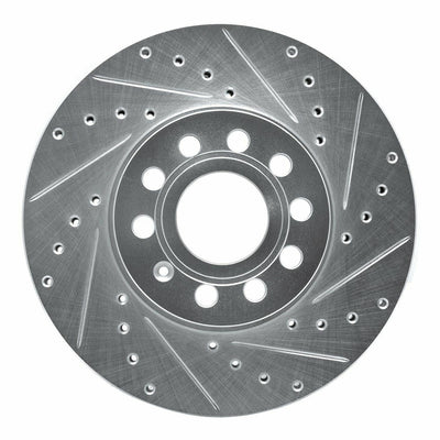 R1 05-25 Audi A3 (Mexico) Front Right Drilled & Slotted Black Brake Rotor
