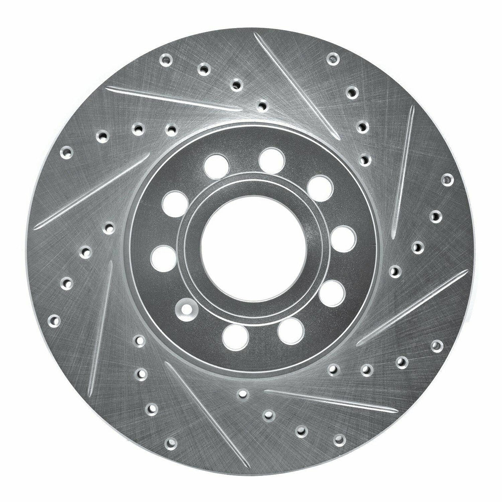 R1 05-25 Audi A3 (Mexico) Front Right Drilled & Slotted Black Brake Rotor