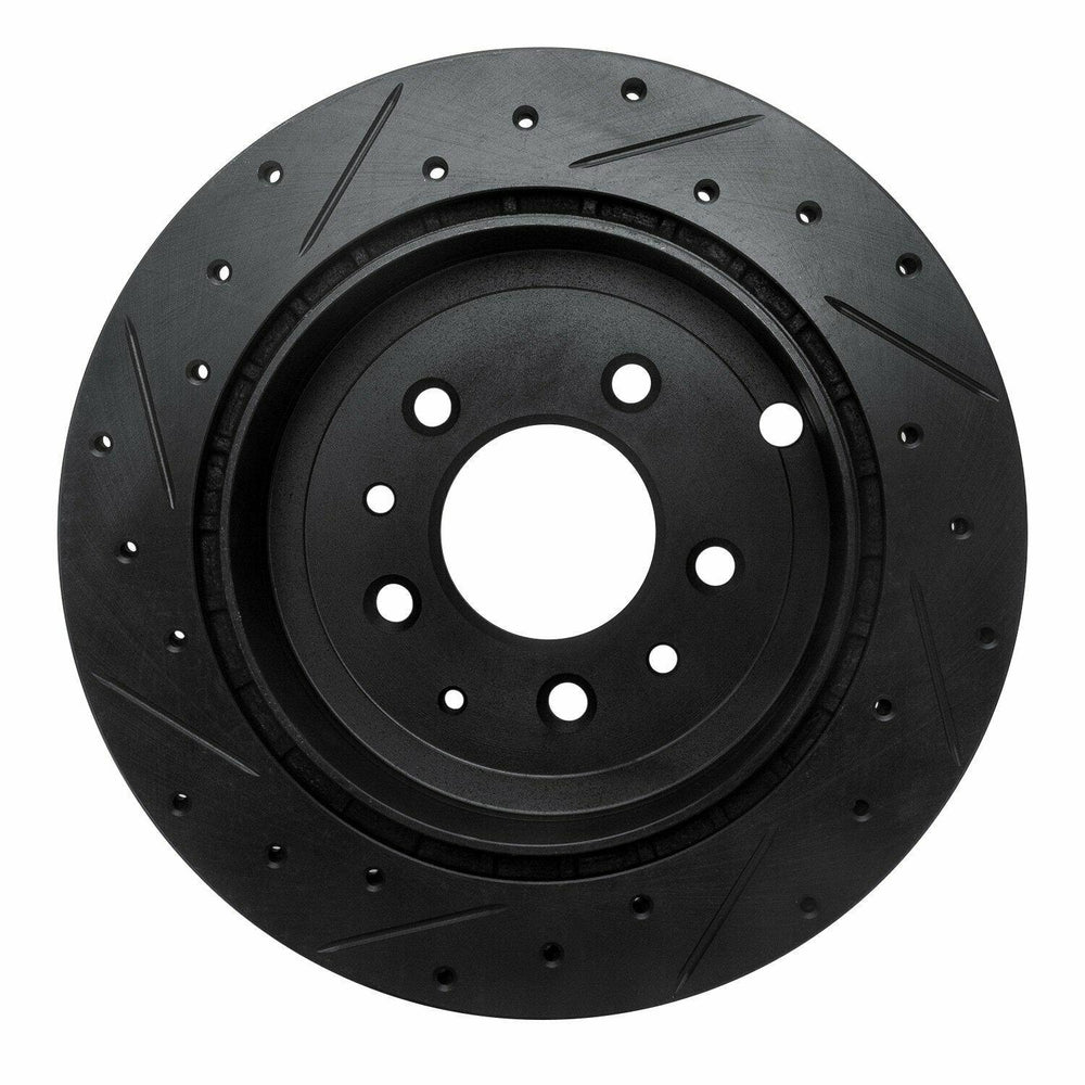 R1 07-12 Ford Edge Rear Right Drilled & Slotted Black Brake Rotor