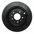 R1 07-12 Ford Edge Rear Right Drilled & Slotted Black Brake Rotor