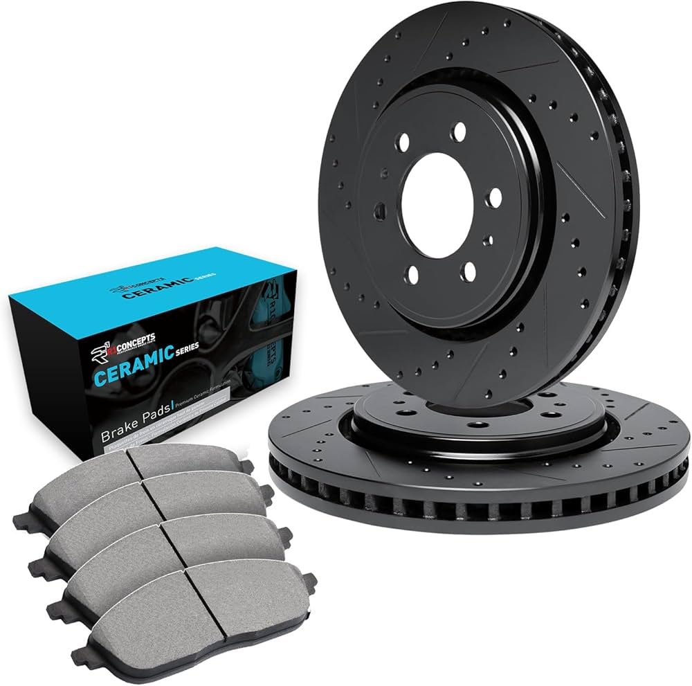 R1 E- Line Series Brake Rotor - D/S - Black w/ Ceramic Pads Fits Dodge Viper