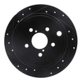 R1 08-15 Subaru Forester Rear Left Drilled & Slotted Black Brake Rotor