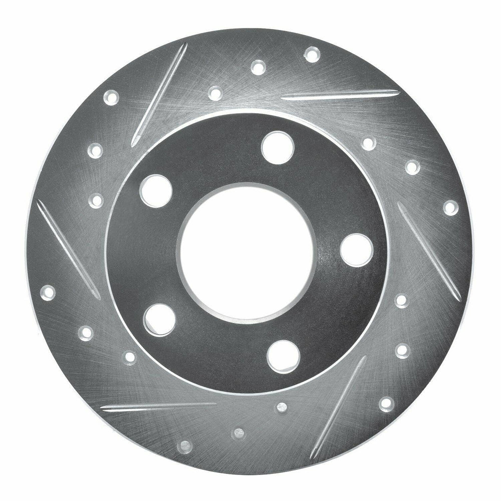 R1 Concepts Brake Rotor Drilled and Slotted Silver Fits Audi 100