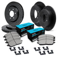 R1 06-10 Hummer H3T Front & Rear Drilled & Slotted Black Brake Rotor Set w/Ceramic Pads and Hardware