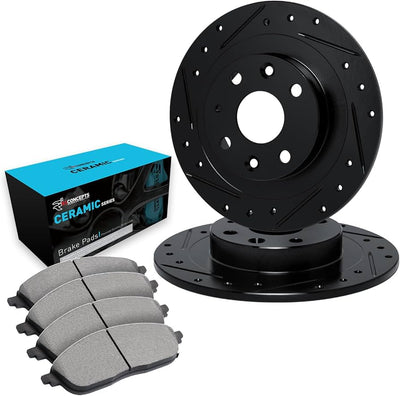 R1 E- Line Series Brake Rotor - D/S - Black w/ Ceramic Pads Fits Volkswagen Passat