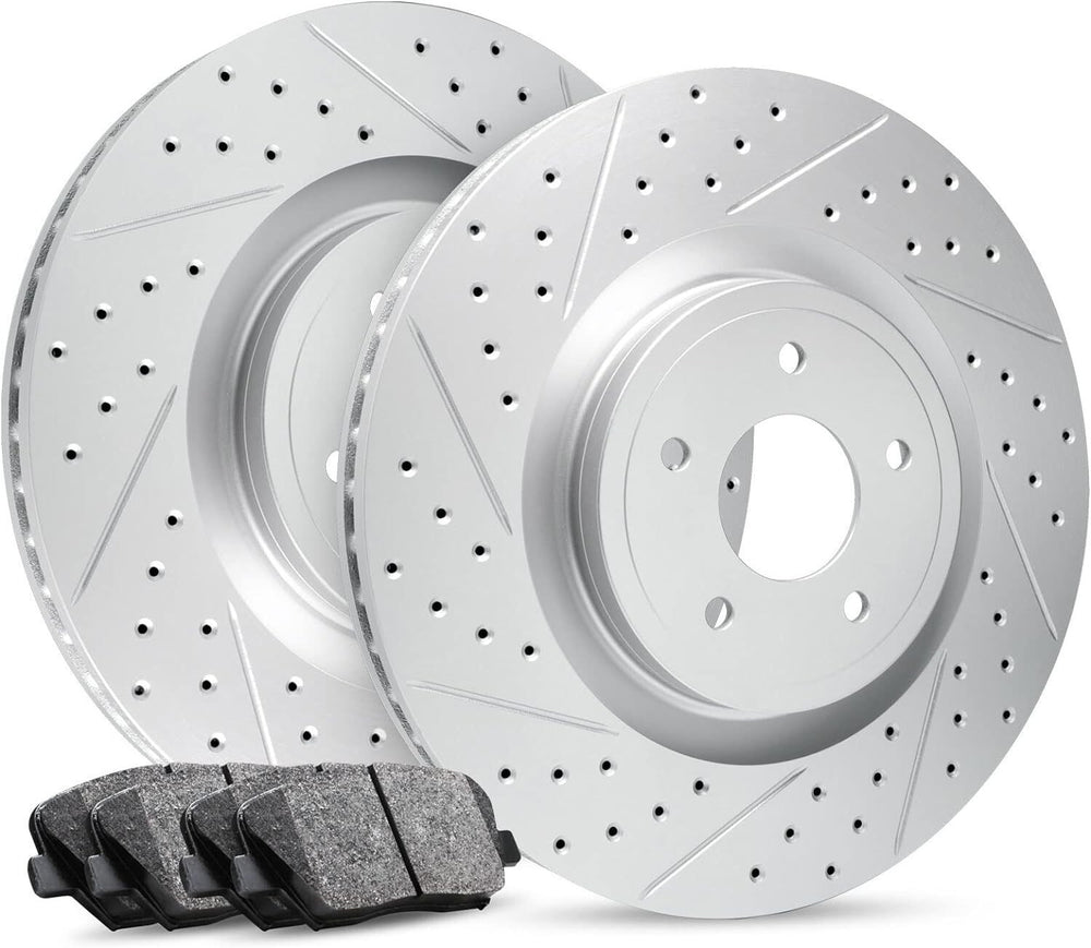R1 Concepts Brake Rotor Drilled and Slotted Silver Fits Acura MDX