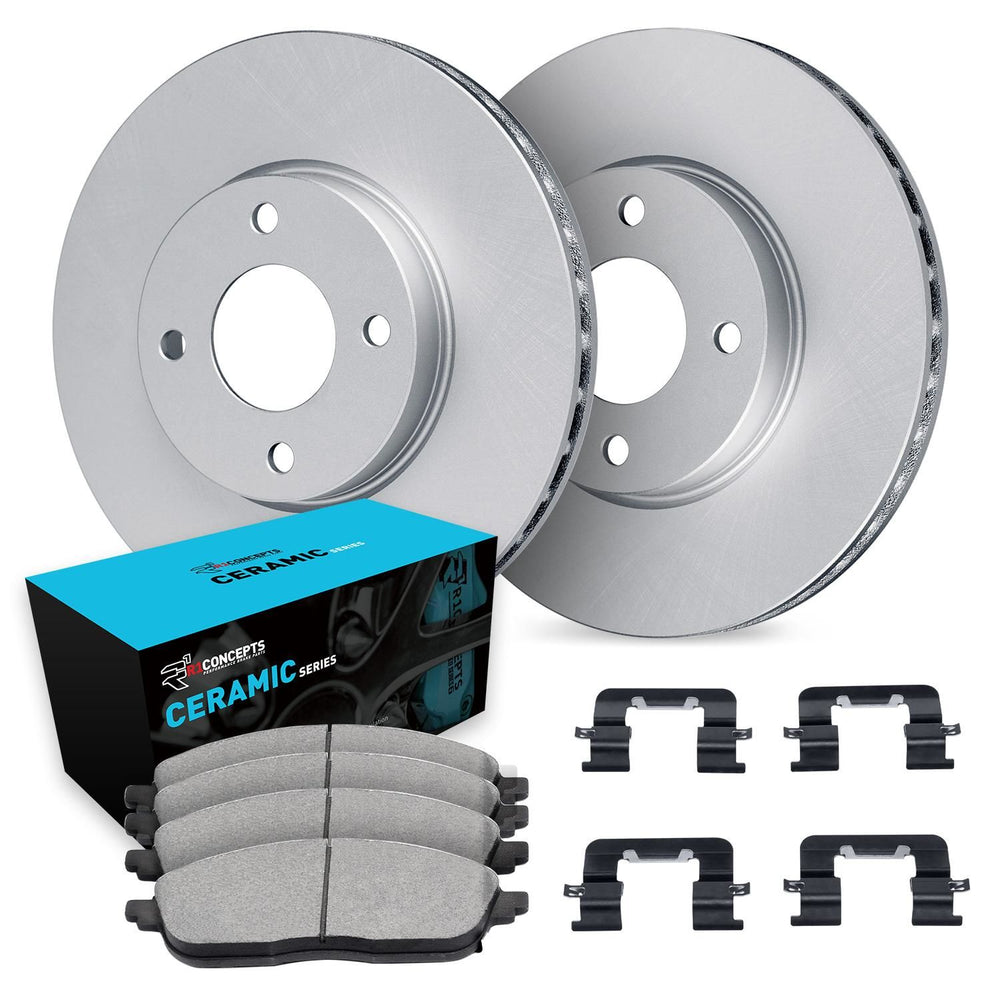 R1 Concepts Brake Rotor- Carbon Coated with Ceramic Pads Hdw Fits BMW 325e