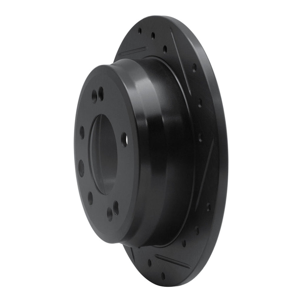 R1 09-16 Hyundai Tucson Rear Right Drilled & Slotted Black Brake Rotor