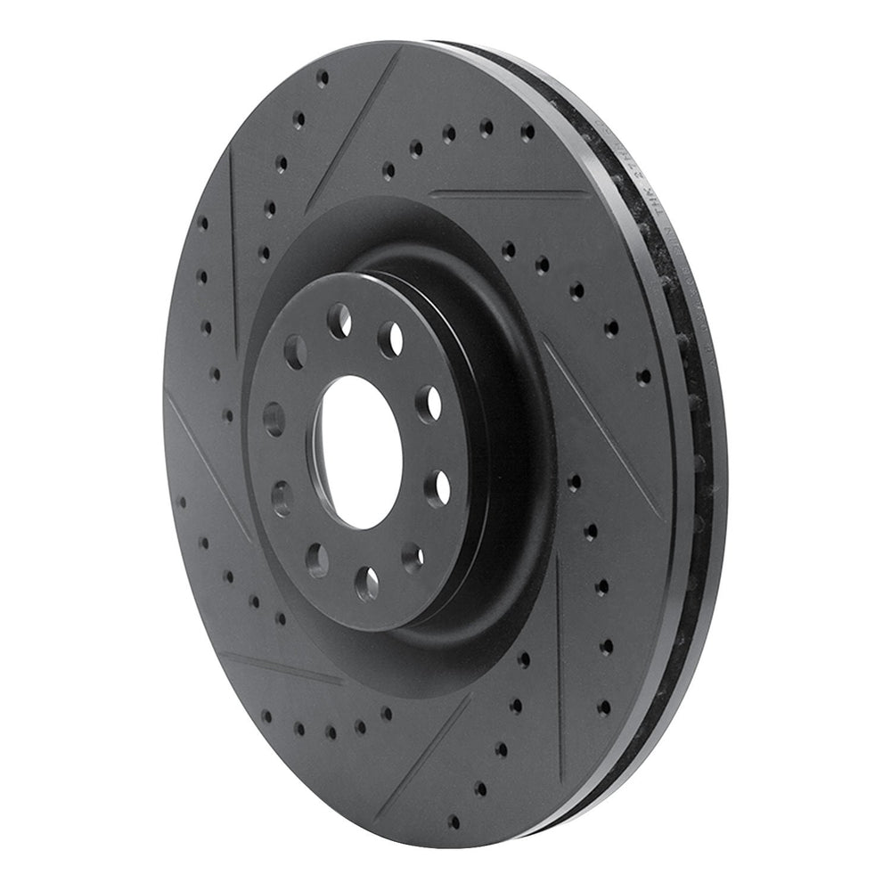 R1 Concepts Brake Rotor Drilled and Slotted Silver Fits Audi S3