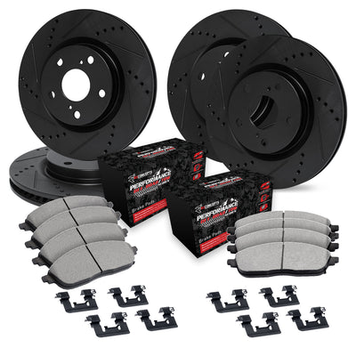 R1 12-25 Dodge Durango Front & Rear Drill/Slot Black Rotors w/Off-Road/Tow Pads