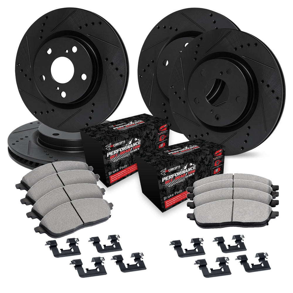 R1 12-25 Dodge Durango Front & Rear Drill/Slot Black Rotors w/Off-Road/Tow Pads