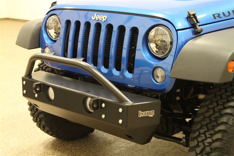 Rock Hard 4x4 Aluminum Patriot Series Grille Width Stubby Front Bumper for Jeep Wrangler JK 2007 - 2018 [RH-5041]