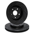 R1 08-24 Infiniti G37 Front Drilled & Slotted Black Brake Rotor Set