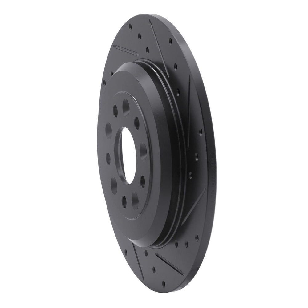 R1 05-19 Ford Freestyle Rear Right Drilled & Slotted Black Brake Rotor