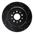 R1 05-19 Ford Freestyle Rear Right Drilled & Slotted Black Brake Rotor