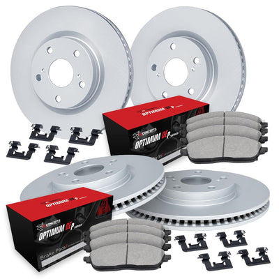 R1 Concepts Brake Rotors - Carbon Coated w/ Optimum Oe Pads Hdw Fits Subaru WRX