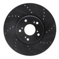 R1 04-08 Acura TL Front Right Drilled & Slotted Black Brake Rotor