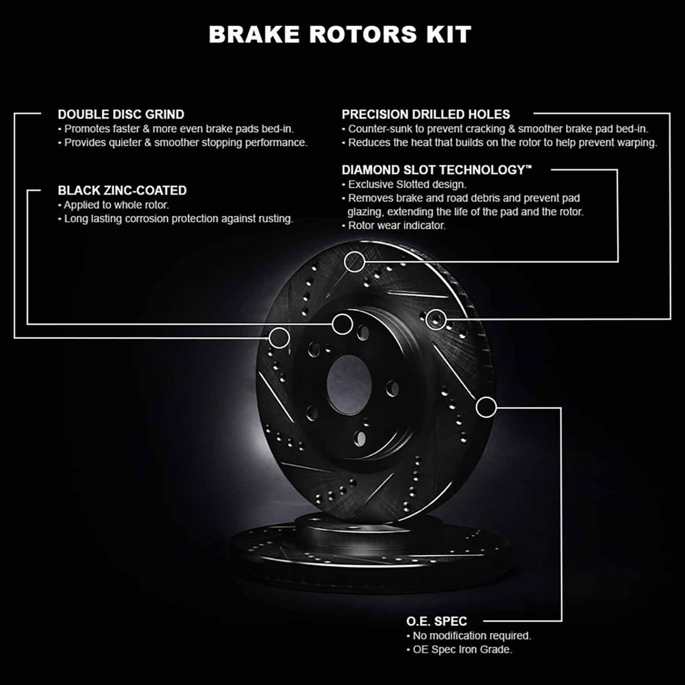 R1 Concepts Brake Rotor- D/S - Black Fits Chrysler Dynasty