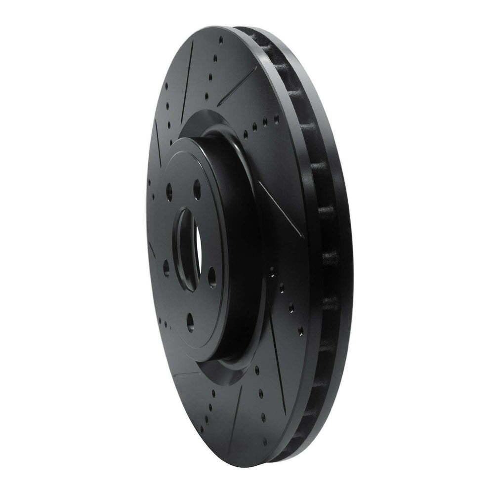R1 2012-2025 Dodge Durango Front Left Drilled & Slotted Black Brake Rotor