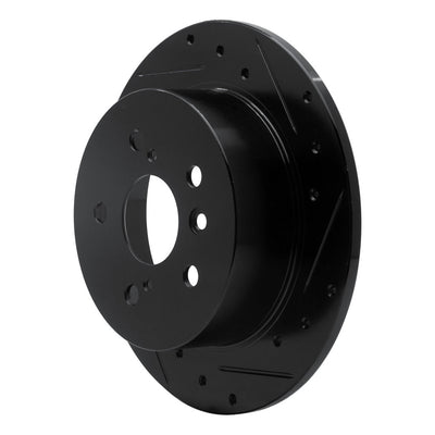 R1 07-12 Lexus ES350 Rear Right Drilled & Slotted Black Brake Rotor
