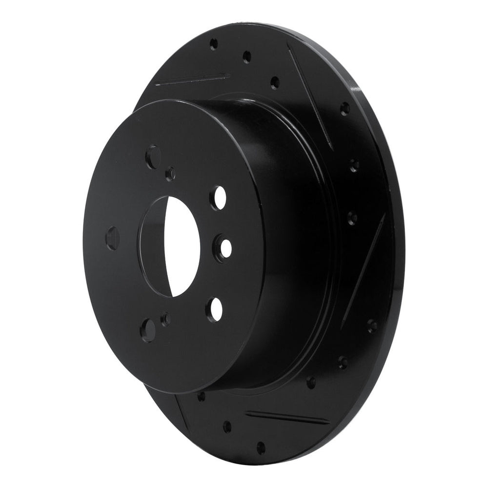 R1 07-12 Lexus ES350 Rear Right Drilled & Slotted Black Brake Rotor