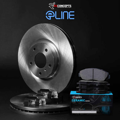 R1 Concepts E- Line Series Brake Rotor with Ceramic Brake Pads Hdw Fits Jaguar XF