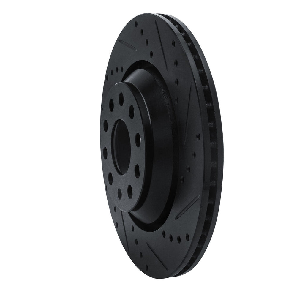 R1 15-25 Volkswagen GTI Rear Right Drilled & Slotted Black Brake Rotor