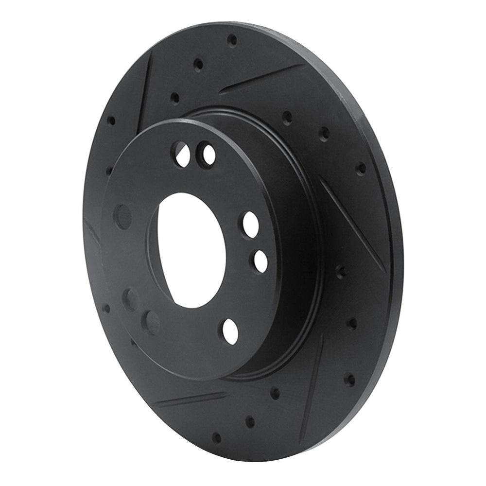 R1 83-89 Mercedes-Benz 190D Front Left Drilled & Slotted Black Brake Rotor