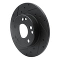 R1 83-89 Mercedes-Benz 190D Front Left Drilled & Slotted Black Brake Rotor