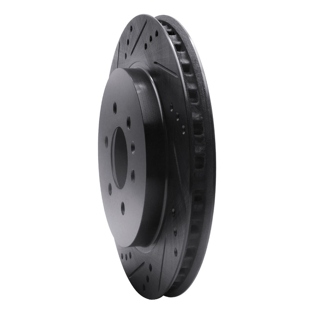 R1 04-09 Cadillac SRX Rear Left Drilled & Slotted Black Brake Rotor
