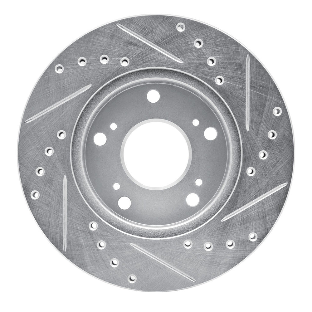 R1 Concepts Brake Rotor Drilled and Slotted Silver Fits Acura RSX