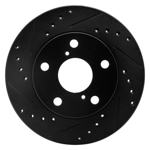 R1 91-95 Toyota MR2 Front Left Drilled & Slotted Black Brake Rotor