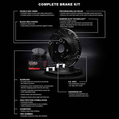 R1 eLINE Series Brake Rotors - D/S - Black - Perf Off-Road/Tow Pads - Hdw Fits Jeep Wrangler