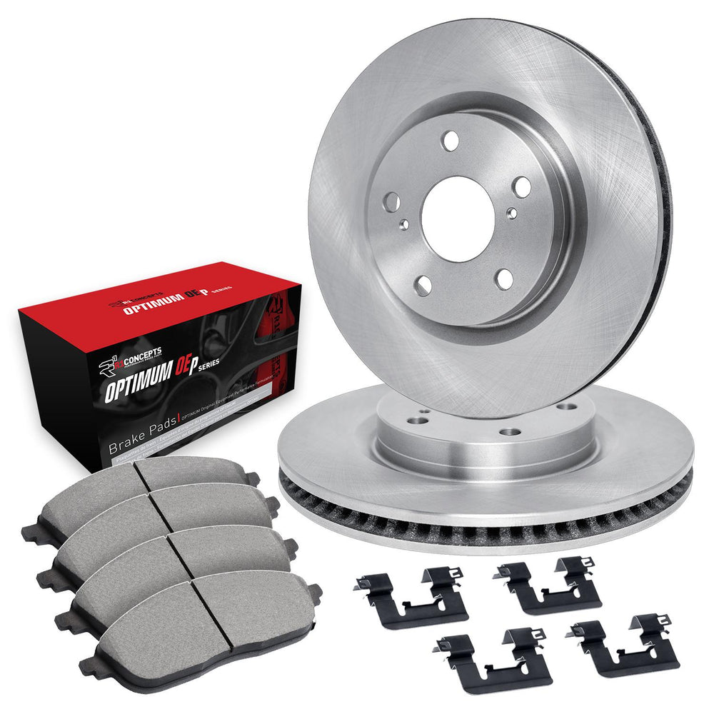 R1 Concepts Brake Rotor- Blank with Optimum Oe Pads Hdw Fits Scion tC