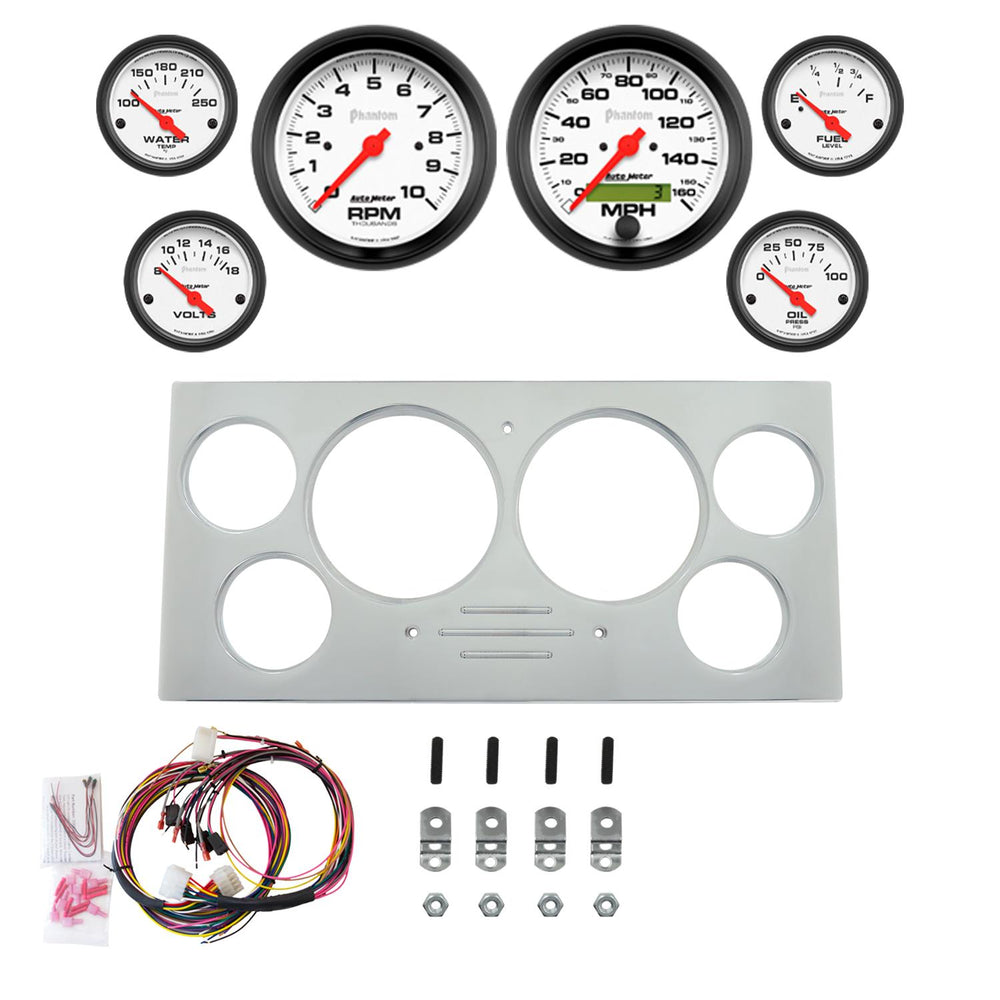AutoMeter Phantom 73-79 Ford Truck Billet Panel/Gauge Kit Super - 3-3/8in. (x2) & 2-1/16in. (x4)