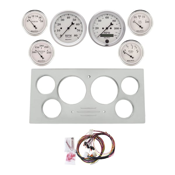 AutoMeter Old Tyme White 73-79 Ford Truck Billet Panel/Gauge Kit SR- 3-3/8in. (x2) & 2-1/16in. (x4)