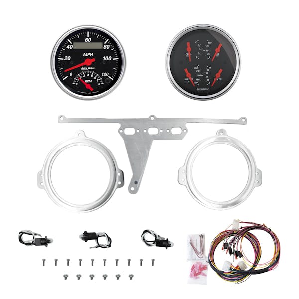 AutoMeter Designer Black 66-67 Ford Falcon Direct-Fit Billet Panel/Gauge Kit - 3-3/8in. (x2)