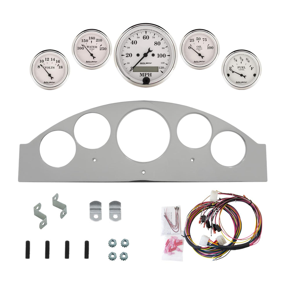 AutoMeter Old Tyme White 1957 Ford Fairlane Billet Panel/Gauge Kit - 3-1/8in. (x1) & 2-1/16in. (x4)