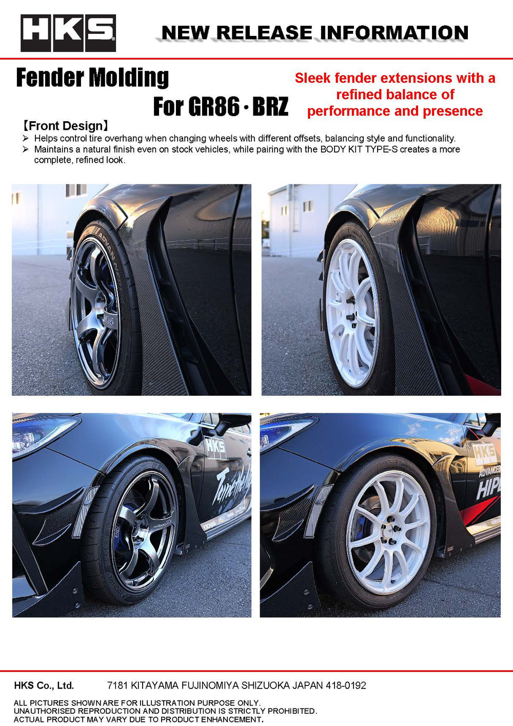 HKS 2022+ Toyota GR86 / Subaru BRZ Fender Molding Kit