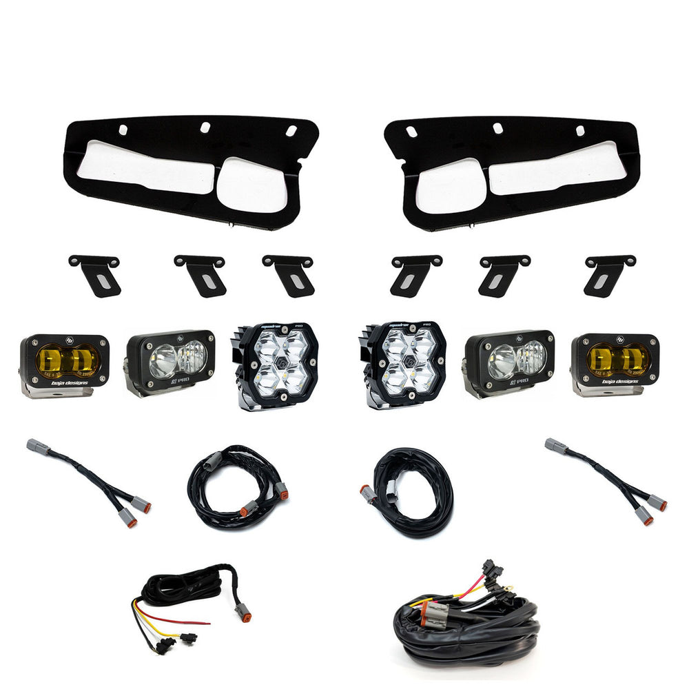 Baja Designs 21-25 Ford Bronco Squadron 2.0 Pro (Spot) & S2 Pro D/C Clr / S2 SAE Ambr FPK Steel Bmpr