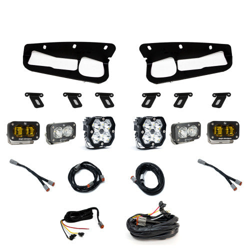 Baja Designs 17-20 Ford Raptor Squadron SAE 2.0/S2 Fog Pocket Kit Sportsman (SAE Fog) - Baja Amber
