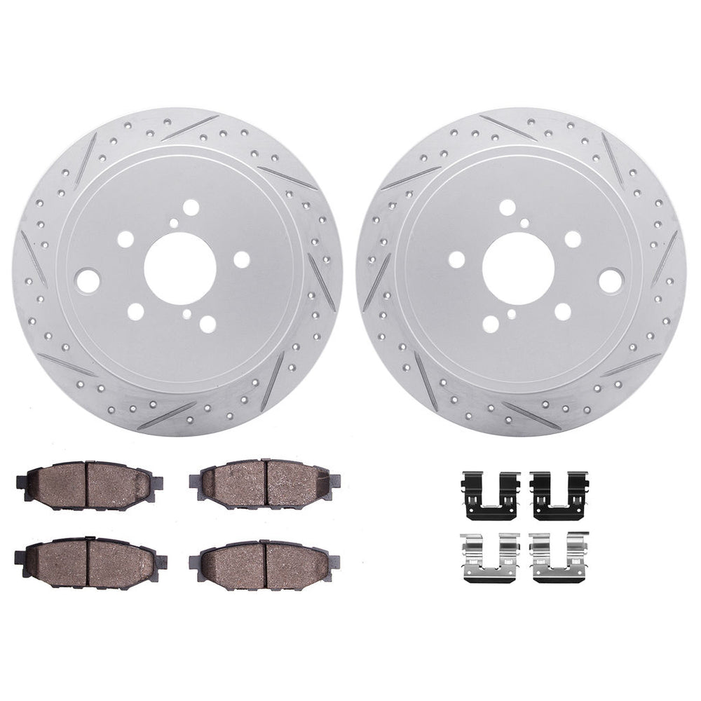 DFC 08-15 Subaru WRX Rear Drilled & Slotted Geoperformance Rotors 5000 Advanced Pads w/Hardware